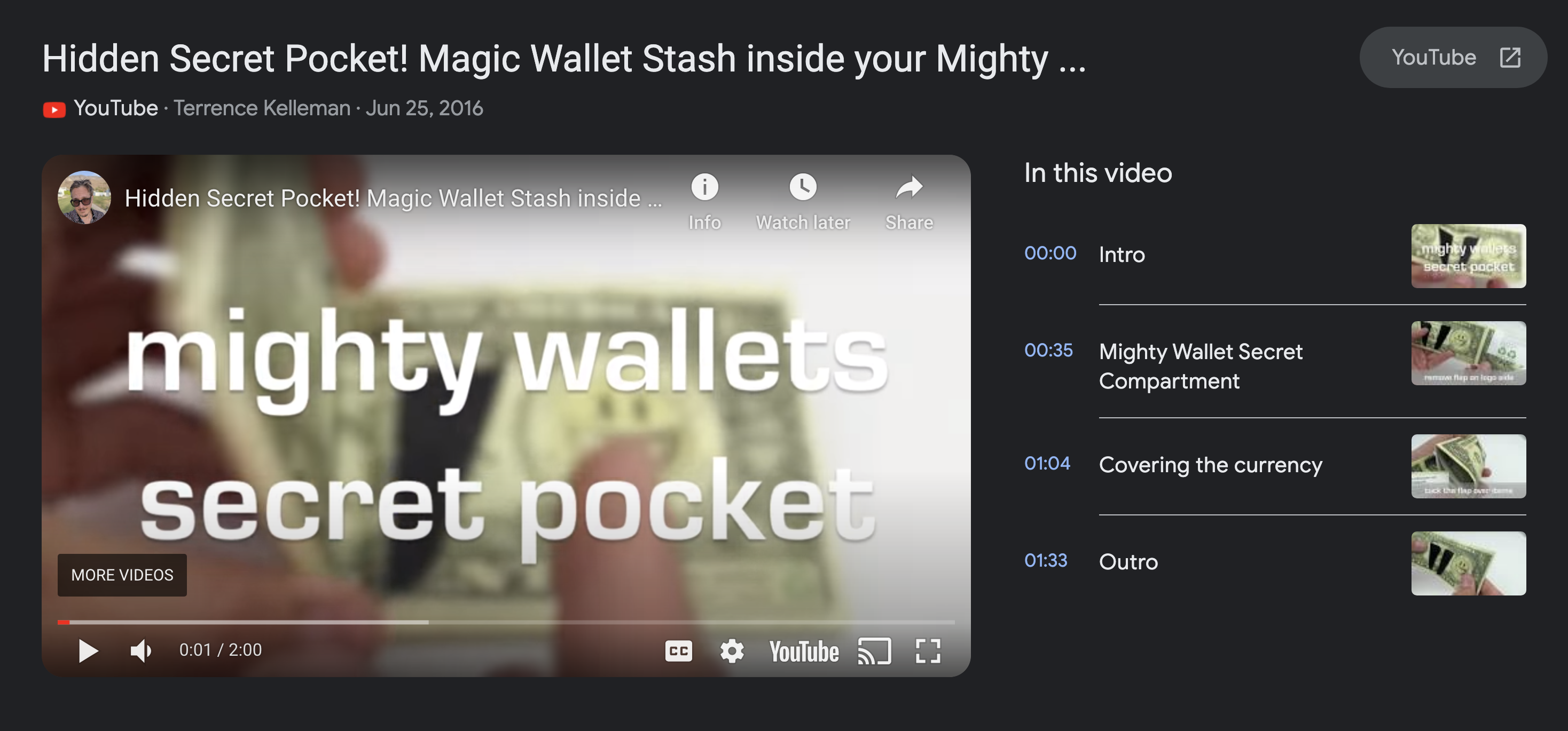 Secret hidden pocket in the Mighty Wallet