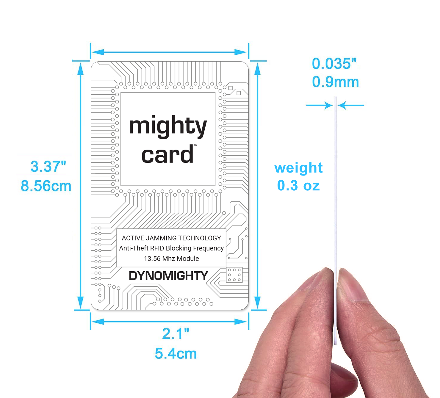 mighty card RFID blocker credit card size and measurements as thin as a standard credit card